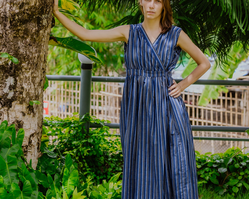【美品】レオナールノースリーブ カシュクールワンピース 30e1227f0633a4663c81e9908660fc