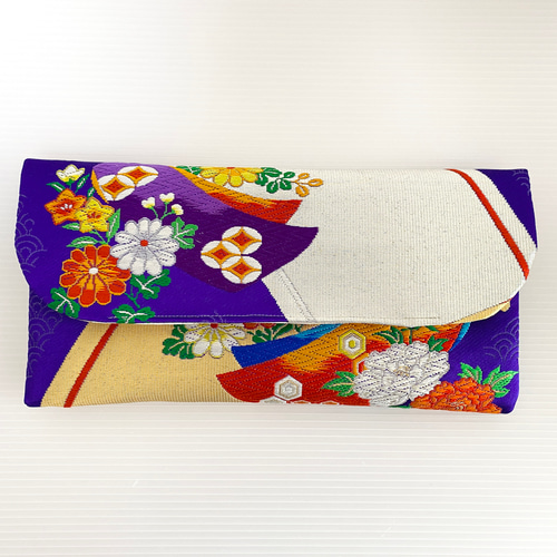 Creema限定♡母の日】秋色花紅葉模様シルク着物帯の2ways
