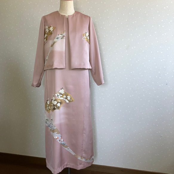 No.125訪問着ワンピースとボレロL〜LLサイズ13号Aライン ワンピース 