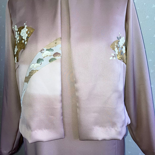 No.125訪問着ワンピースとボレロL〜LLサイズ13号Aライン ワンピース  