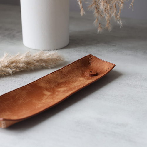 本革手作り】小船型香立て 御香立て お香立て 癒しのお香立て その他