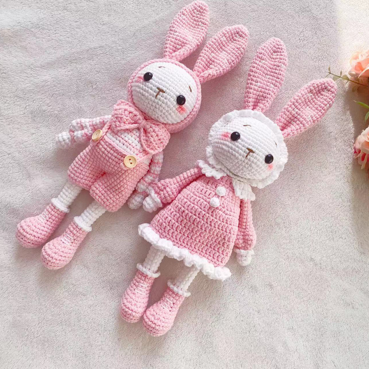 ハンドメイド あみぐるみ うさぎ 女の子 編みぐるみ 女の子(ピンクの