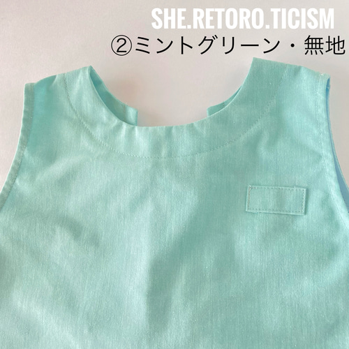 再販☆110cm☆すぐに発送できる袖無しスモック☆ ＃後ろゴム