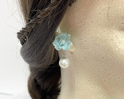 薔薇のピアス ～ディップアート～ アメリカンフラワー バラの