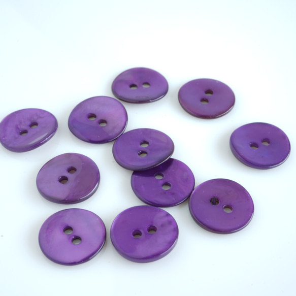 3個) 12mm カラー貝ボタン パープル フランス製 ＊ 天然素材 シェル
