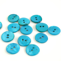 3個) 12mm カラー貝ボタン ターコイズブルー フランス製 ＊ 天然素材