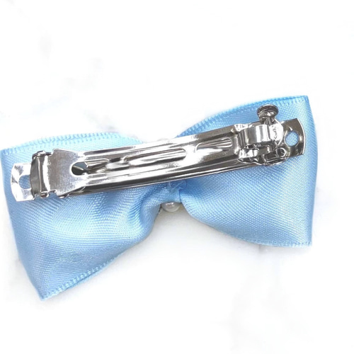 ブルーリボン バレッタ インド刺繍 パール 髪留め 髪飾り ヘア