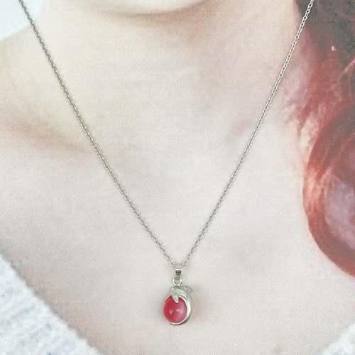 人工キャッツアイ(ピンク)のイルカ ペンダント【P0039PK】 ネックレス