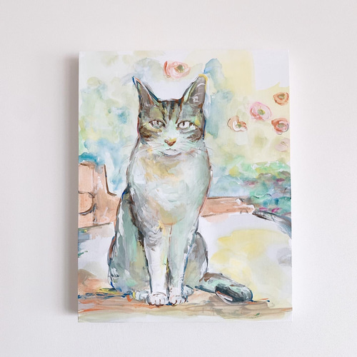 絵　猫【ねこがすき】原画　手描き　オリジナル　イラスト 猫❤️ ネコ ねこ 原画 鉛筆画 絵画 手描き イラスト ハガキ