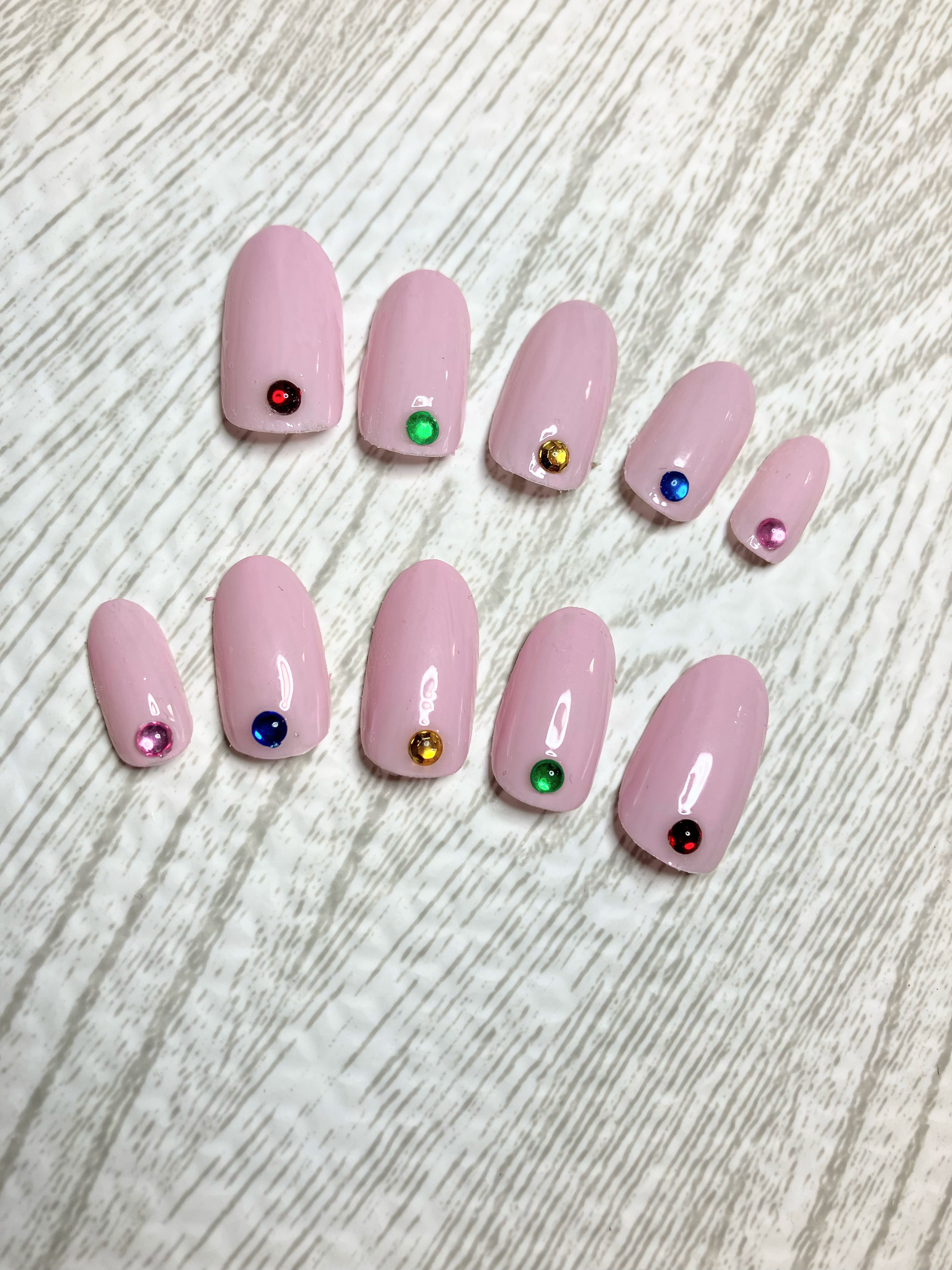 ☆オーダー可☆ワンカラーネイル カラーストーン ピンク ネイルチップ
