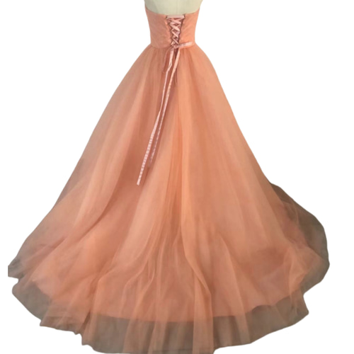 カラードレス 薄ピンク トップス+スカート くるみボタン 花嫁  