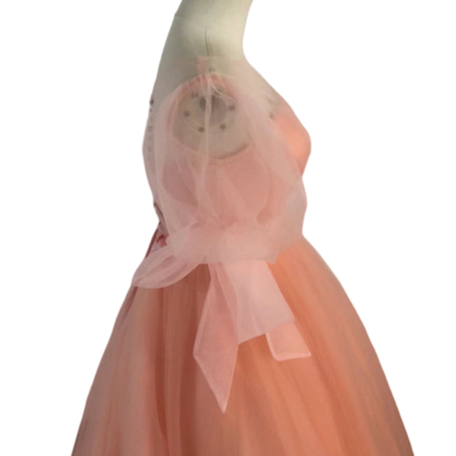 カラードレス 薄ピンク トップス+スカート くるみボタン 花嫁  