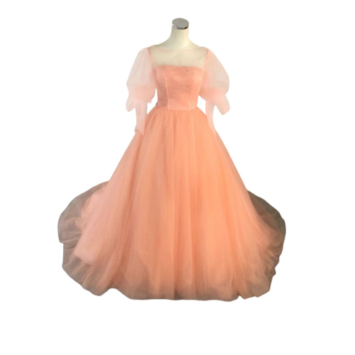 カラードレス 薄ピンク トップス+スカート くるみボタン 花嫁  