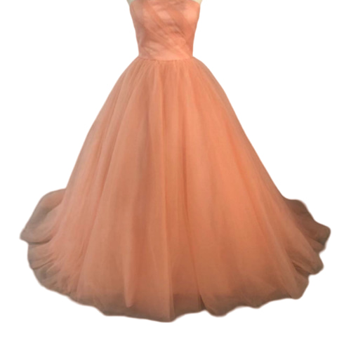 カラードレス 薄ピンク ベアトップ 編み上げ 花嫁/ウェディングドレス  