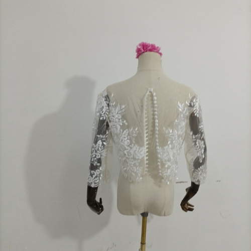 フランス風 ボレロ 上品花レース くるみボタン 長袖 トップス 花嫁  