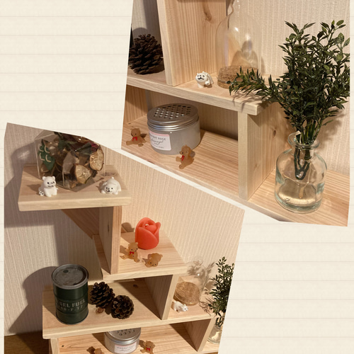 ヒノキの階段シェルフ(大)1 棚・シェルフ・ラック マイキー 通販