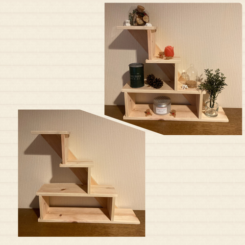 ヒノキの階段シェルフ(大)1 棚・シェルフ・ラック マイキー 通販