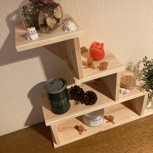 ヒノキの階段シェルフ(大)1 棚・シェルフ・ラック マイキー 通販