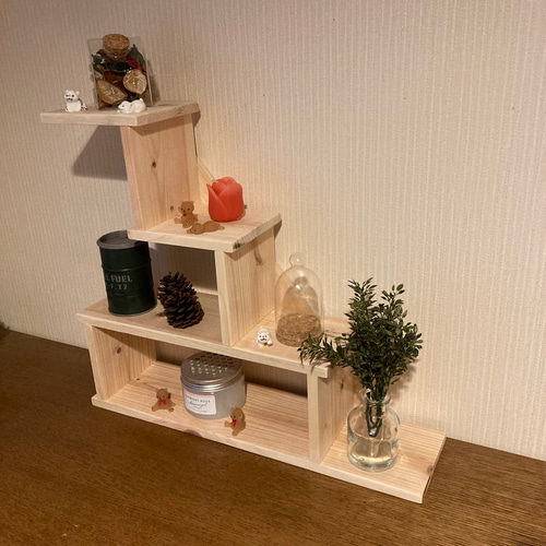 ヒノキの階段シェルフ(大)1 棚・シェルフ・ラック マイキー 通販