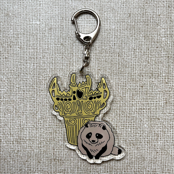 アクリルキーホルダー 火焔型土器とタヌキ キーホルダー tanuki-ms