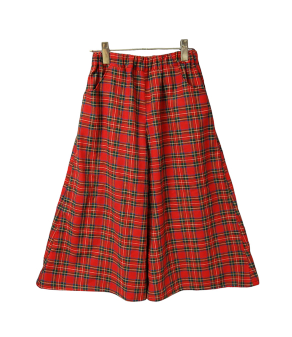 タータンチェック　ワイドハーフパンツ:red タータンチェック ワイドハーフパンツ:red ハーフパンツ Hand Made
