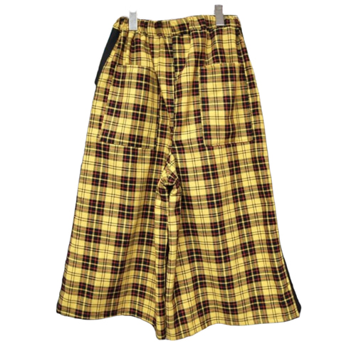 タータンチェック ラインハーフワイドパンツ:イエロー ハーフパンツ