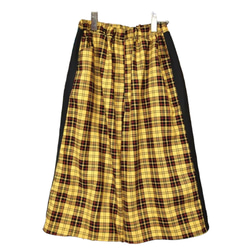 タータンチェック ラインハーフワイドパンツ:イエロー ハーフパンツ