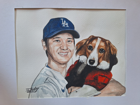 【即納】 水彩画 通販｜Creema(クリーマ makochin 絵画 大谷翔平&デコピン 犬雑貨・オーナーズグッズ