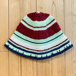 ハンドメイド☺︎春夏コットン毛糸☺︎モチーフハット☺︎クロシェバケット夏ハットフェス ハンドメイド︎春夏コットン︎バケハクロシェクラッシャーハット