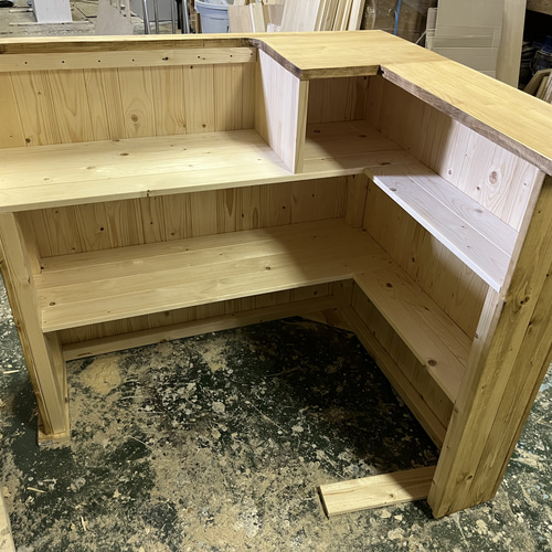 L型】カウンター レジ 作業 大型 収納 幅120✖︎高さ93✖︎奥行き100