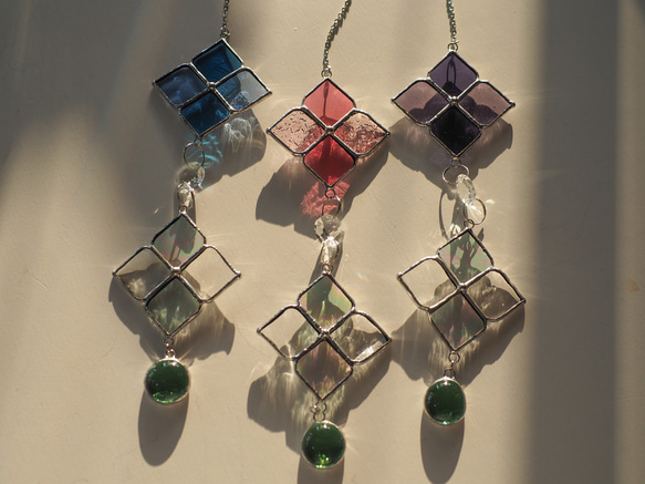 「あじさいのサンキャッチャー(ピンク)」ステンドグラス・紫陽花 6枚目の画像