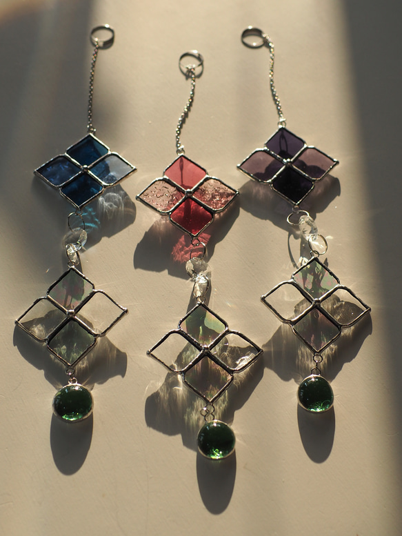 「あじさいのサンキャッチャー(ピンク)」ステンドグラス・紫陽花 5枚目の画像