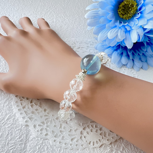 アクアマリン ポイント デザインブレスレット】‪‪❤︎‬送料無料‬‬