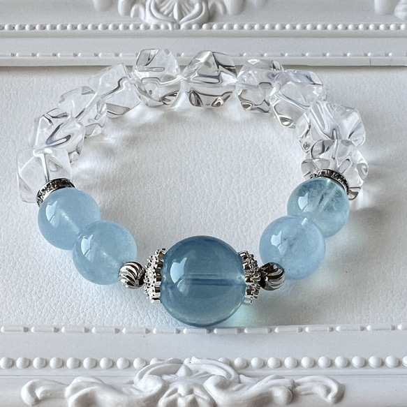 アクアマリン 大玉 原石 アクアマリンペンダント デザインブレスレット
