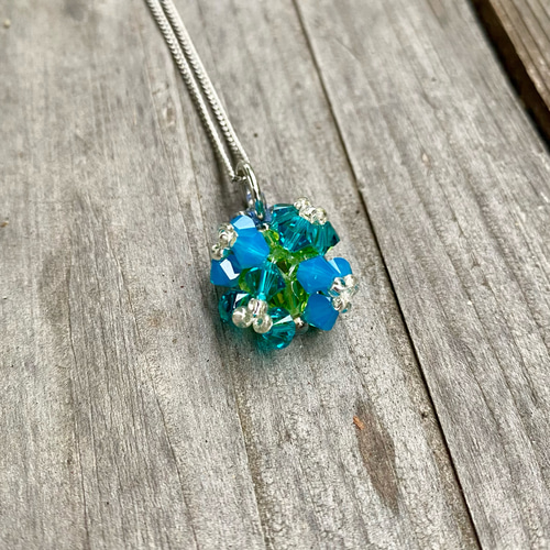 スワロフスキー ルイゾン ネックレス ブルークリスタル 花の