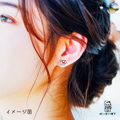 4つ選べる】カラフル赤べこピアス、ノンホールピアス ピアス（その他