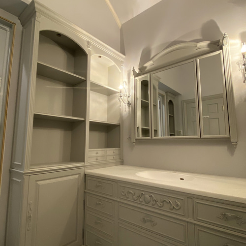 受注製作】洗面所フルオーダー家具 (洗面台・鏡・壁面収納・トール