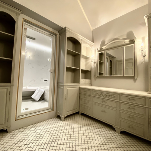 受注製作】洗面所フルオーダー家具 (洗面台・鏡・壁面収納・トール