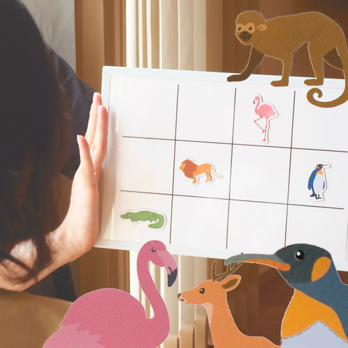 お得セット】動物シルエット&フラッシュカード マグネットパズル 知育