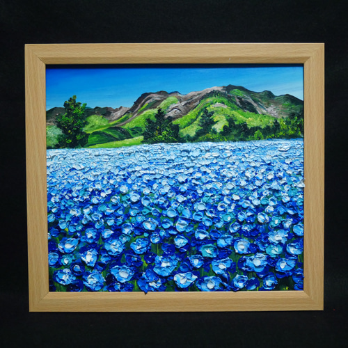 油絵 油彩 油彩画 絵画 絵【くじゅう連山と青い花】 油絵 油彩 油彩画 絵画 絵【くじゅう連山と青い花】 絵画 HR