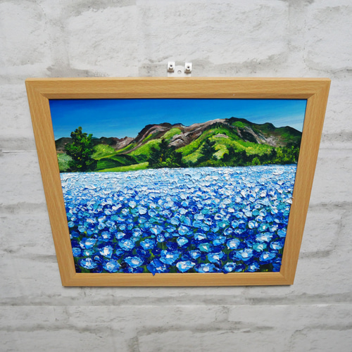 油絵 油彩 油彩画 絵画 絵【くじゅう連山と青い花】 油絵 油彩 油彩画 絵画 絵【くじゅう連山と青い花】 絵画 HR