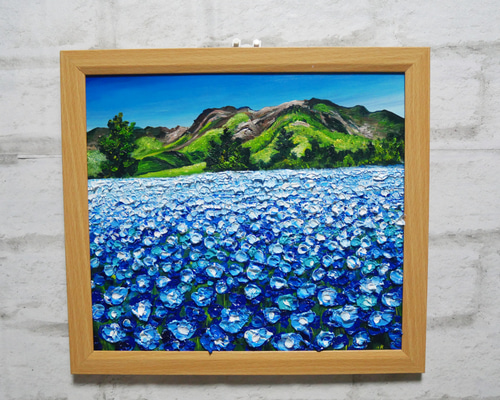油絵 油彩 油彩画 絵画 絵【くじゅう連山と青い花】 油絵 油彩 油彩画 絵画 絵【くじゅう連山と青い花】 絵画 HR