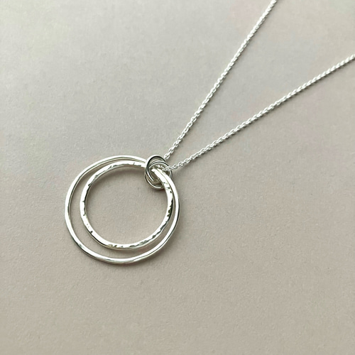 2連サークルのロングネックレス 75cmチェーン シルバー925