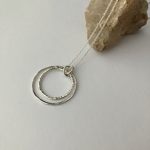 2連サークルのロングネックレス 75cmチェーン シルバー925 ネックレス