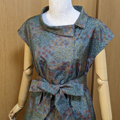 着物リメイク ワンピース 大島紬M〜L ワンピース さらあお 通販