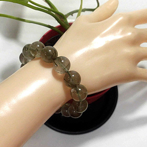 グリーンルチル*13mm*天然石ブレス グリーンルチルクォーツ大玉約13.5mm満タン透明度無し天然石