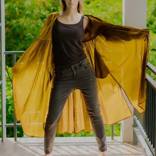 ファインコットンでおつくりしたカシュクールワンピース（羽織