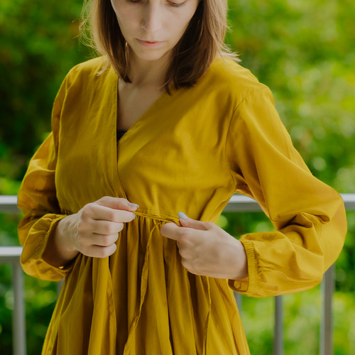 ファインコットンでおつくりしたカシュクールワンピース（羽織