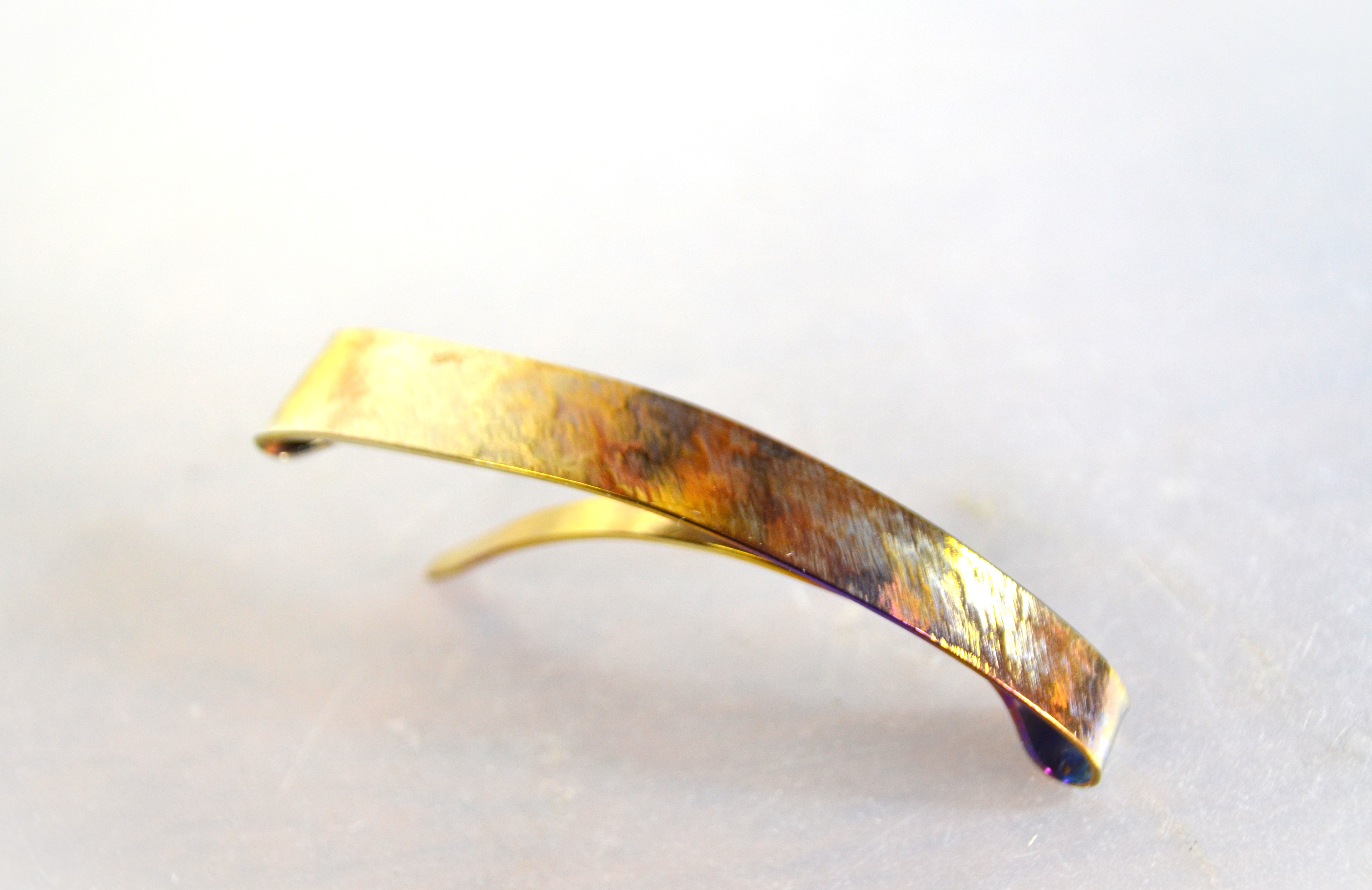 Titanium barrette・純チタン製バレッタ・ゴールドグラス・受注生産