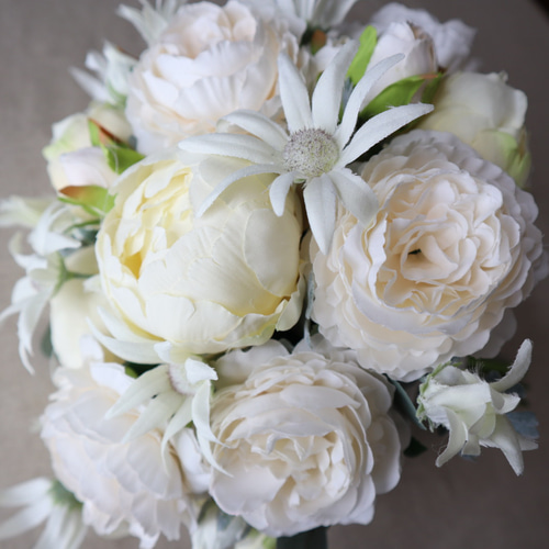 ピオニーブーケ 芍薬 結婚式 花嫁ブーケ ※ブートニア付き 芍薬・ピオニー（造花ブーケ）｜ブーケエラベル